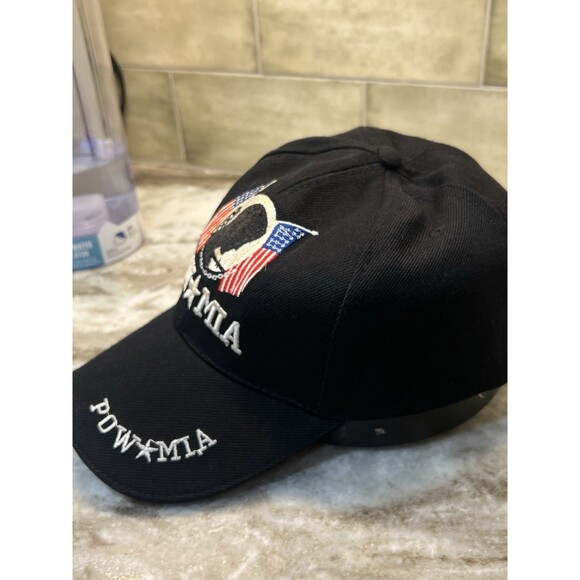 POW MIA BLACK ADJUSTABLE HAT PRISONER OF WAR MISSING IN ACTION CAP STRAPBACK - Picture 2 of 8